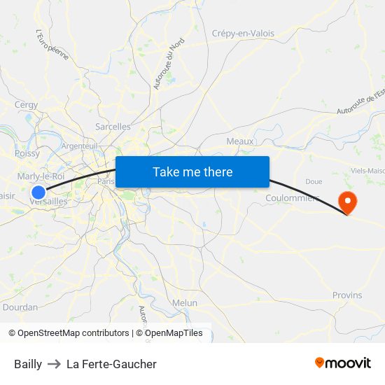 Bailly to La Ferte-Gaucher map