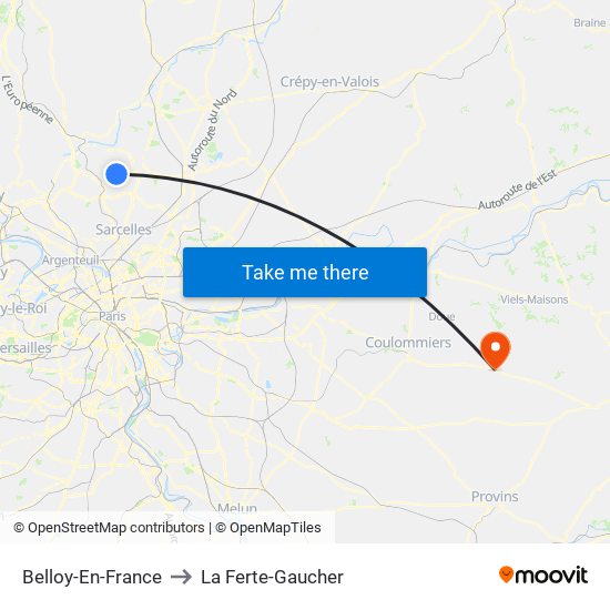 Belloy-En-France to La Ferte-Gaucher map