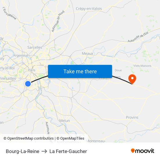 Bourg-La-Reine to La Ferte-Gaucher map