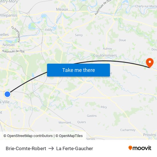Brie-Comte-Robert to La Ferte-Gaucher map