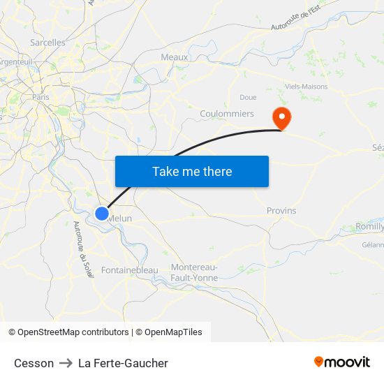 Cesson to La Ferte-Gaucher map