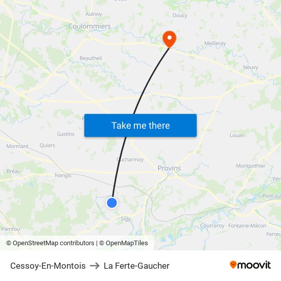 Cessoy-En-Montois to La Ferte-Gaucher map