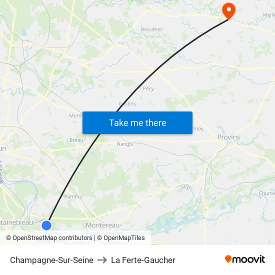 Champagne-Sur-Seine to La Ferte-Gaucher map