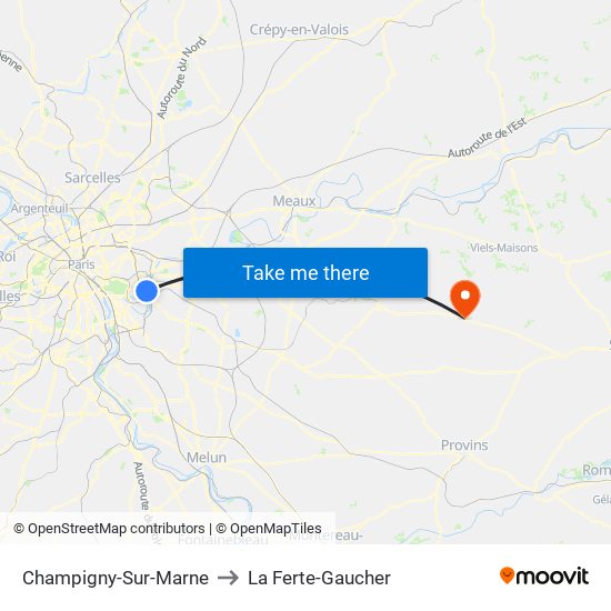 Champigny-Sur-Marne to La Ferte-Gaucher map