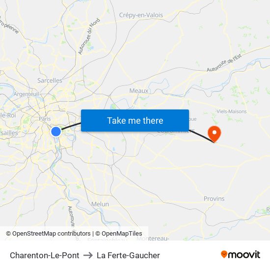 Charenton-Le-Pont to La Ferte-Gaucher map