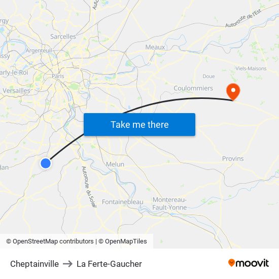 Cheptainville to La Ferte-Gaucher map