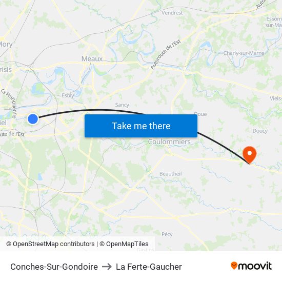 Conches-Sur-Gondoire to La Ferte-Gaucher map