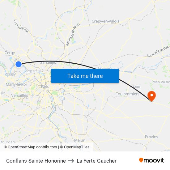 Conflans-Sainte-Honorine to La Ferte-Gaucher map