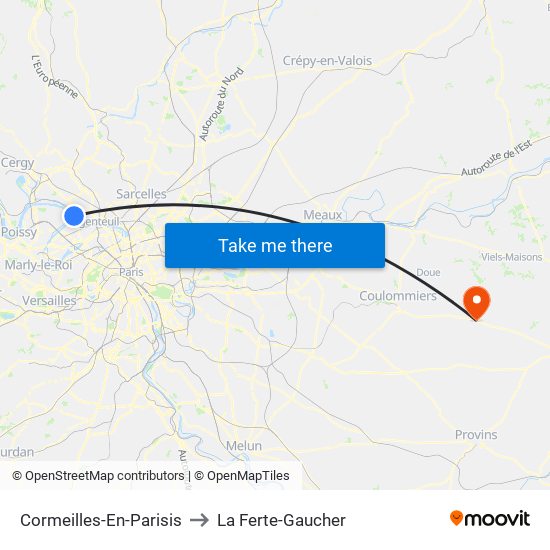 Cormeilles-En-Parisis to La Ferte-Gaucher map