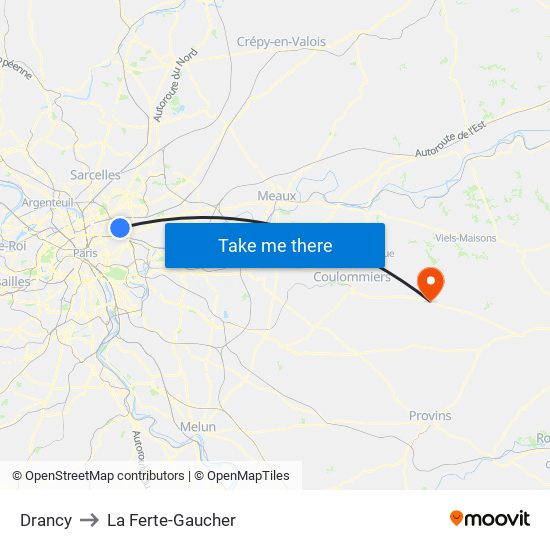 Drancy to La Ferte-Gaucher map