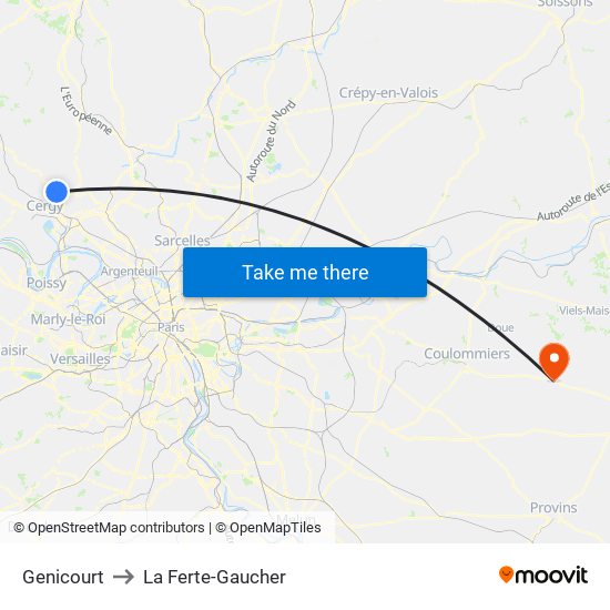 Genicourt to La Ferte-Gaucher map