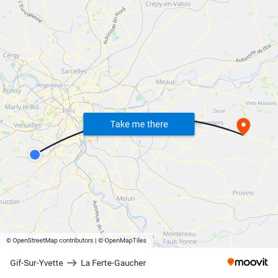 Gif-Sur-Yvette to La Ferte-Gaucher map