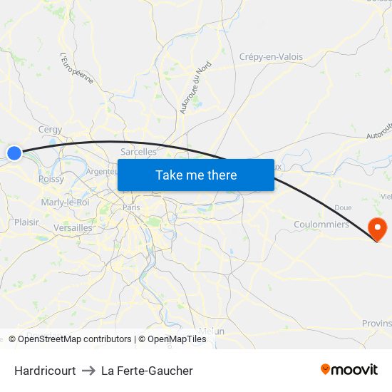 Hardricourt to La Ferte-Gaucher map