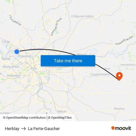 Herblay to La Ferte-Gaucher map