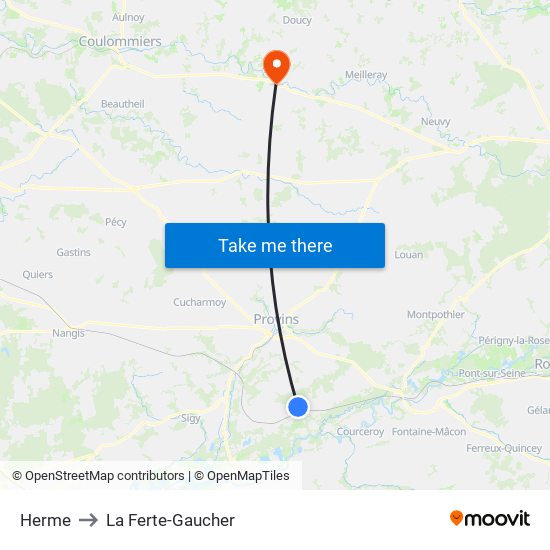 Herme to La Ferte-Gaucher map
