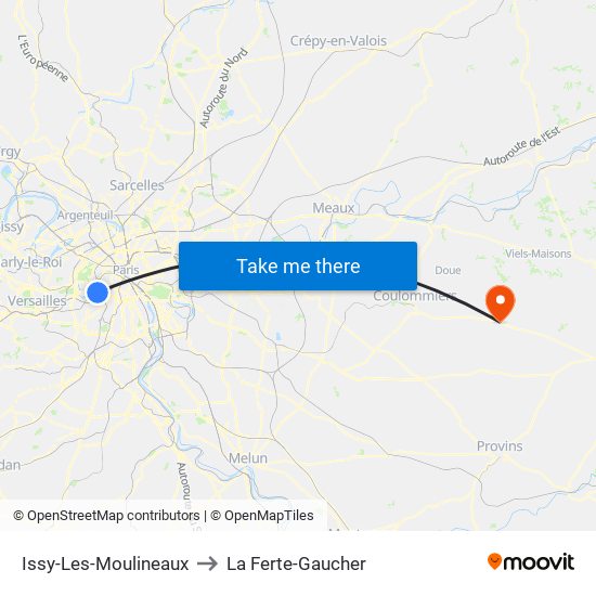 Issy-Les-Moulineaux to La Ferte-Gaucher map