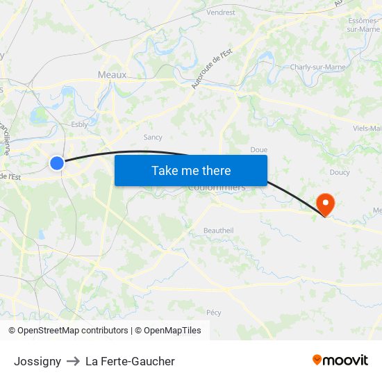 Jossigny to La Ferte-Gaucher map