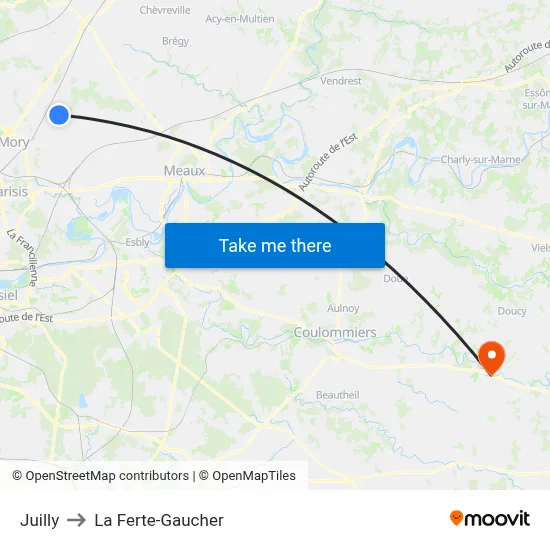 Juilly to La Ferte-Gaucher map