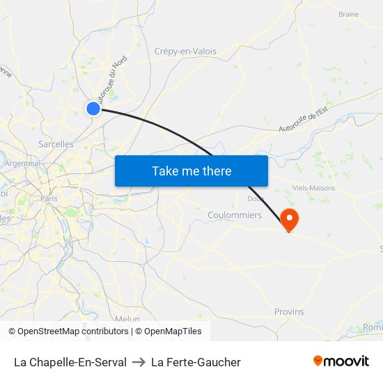 La Chapelle-En-Serval to La Ferte-Gaucher map