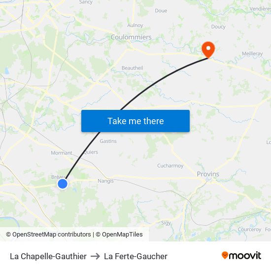 La Chapelle-Gauthier to La Ferte-Gaucher map