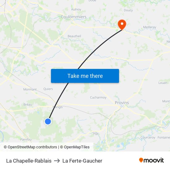 La Chapelle-Rablais to La Ferte-Gaucher map