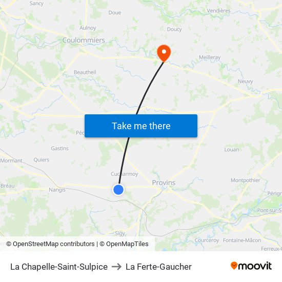 La Chapelle-Saint-Sulpice to La Ferte-Gaucher map