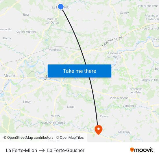 La Ferte-Milon to La Ferte-Gaucher map