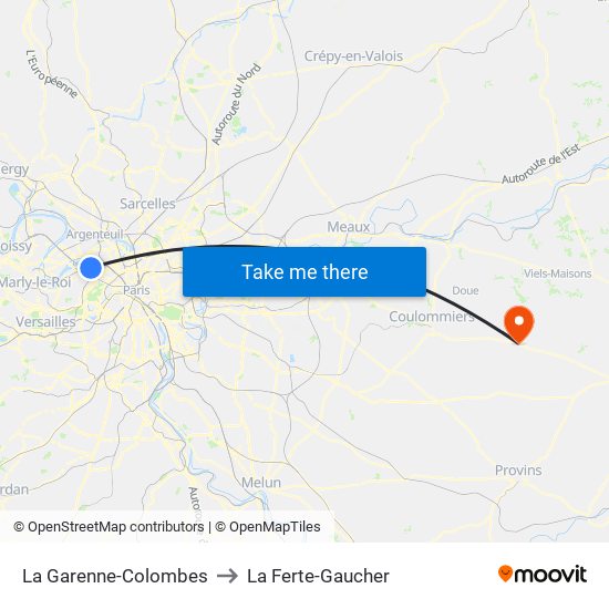 La Garenne-Colombes to La Ferte-Gaucher map