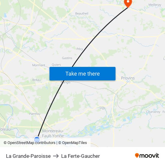 La Grande-Paroisse to La Ferte-Gaucher map