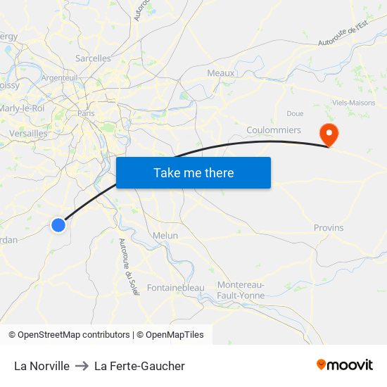 La Norville to La Ferte-Gaucher map
