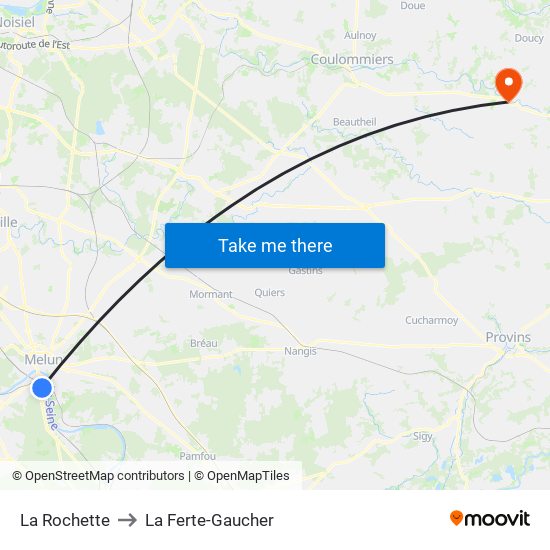 La Rochette to La Ferte-Gaucher map