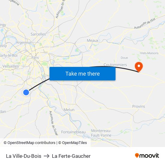 La Ville-Du-Bois to La Ferte-Gaucher map
