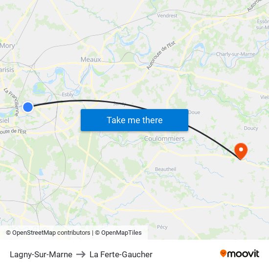 Lagny-Sur-Marne to La Ferte-Gaucher map