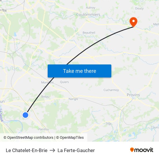 Le Chatelet-En-Brie to La Ferte-Gaucher map