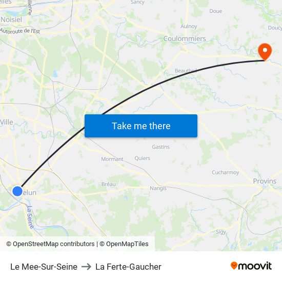 Le Mee-Sur-Seine to La Ferte-Gaucher map