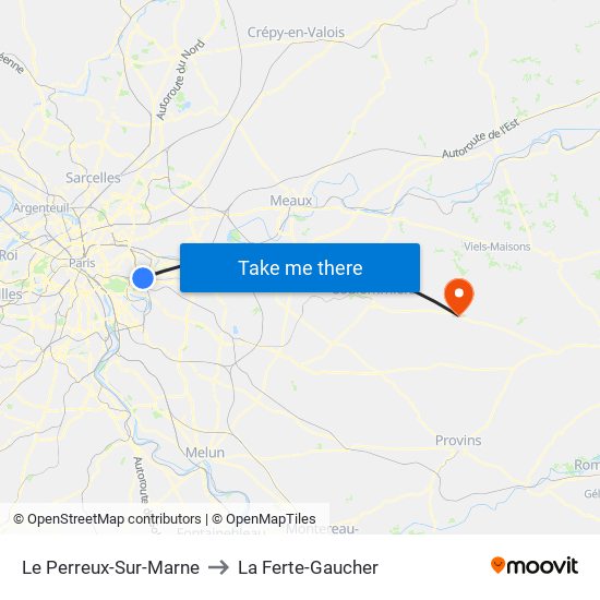 Le Perreux-Sur-Marne to La Ferte-Gaucher map