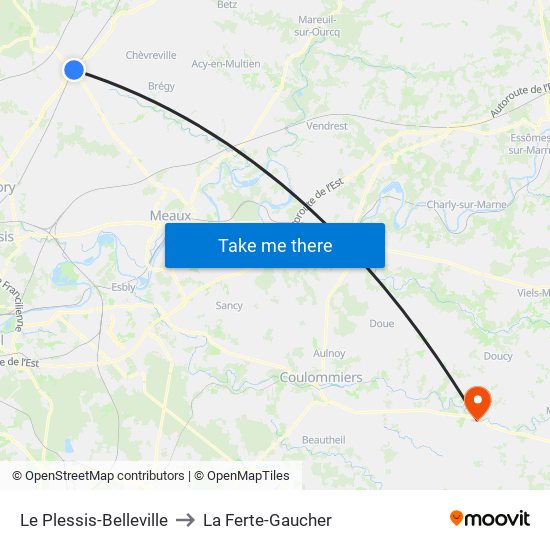 Le Plessis-Belleville to La Ferte-Gaucher map