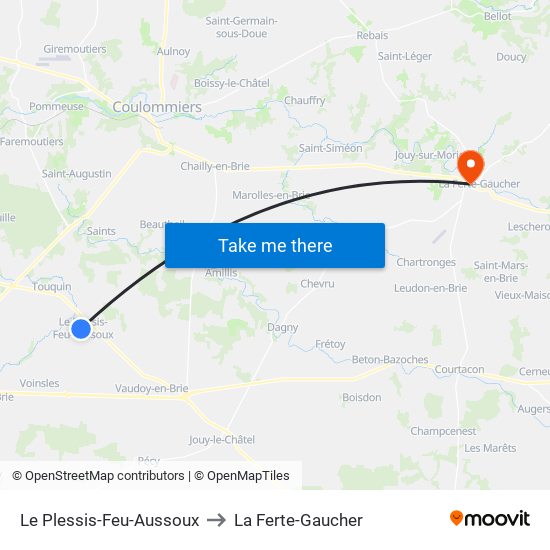 Le Plessis-Feu-Aussoux to La Ferte-Gaucher map