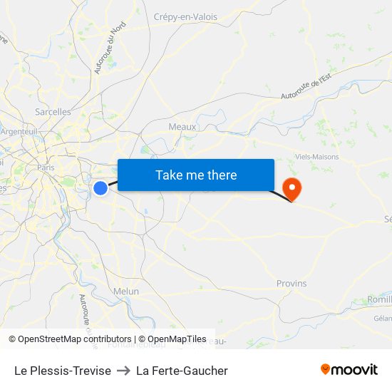 Le Plessis-Trevise to La Ferte-Gaucher map