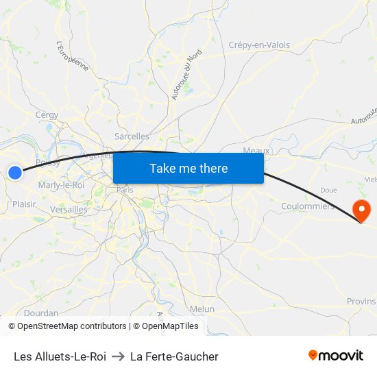 Les Alluets-Le-Roi to La Ferte-Gaucher map