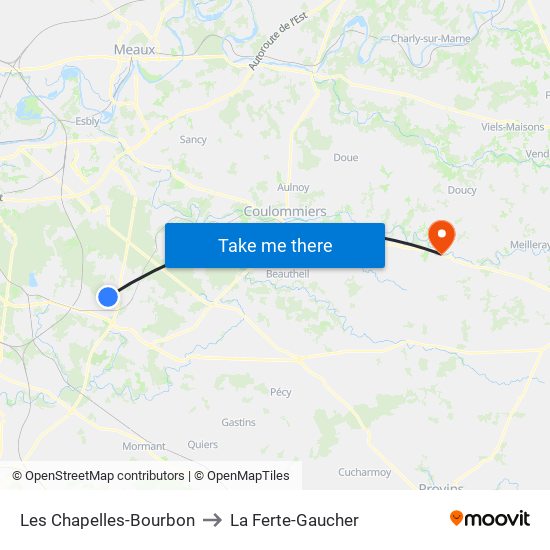 Les Chapelles-Bourbon to La Ferte-Gaucher map