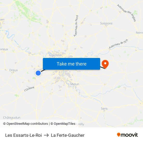 Les Essarts-Le-Roi to La Ferte-Gaucher map