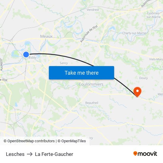 Lesches to La Ferte-Gaucher map