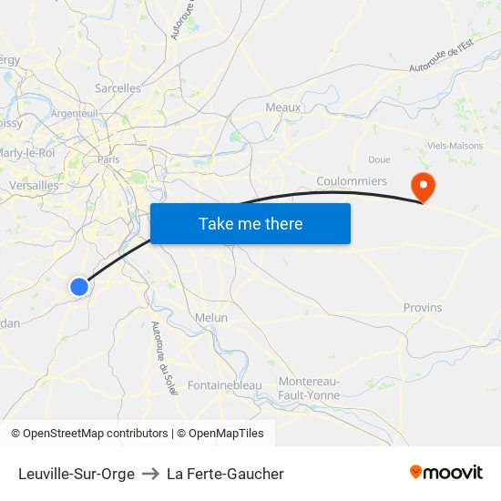 Leuville-Sur-Orge to La Ferte-Gaucher map