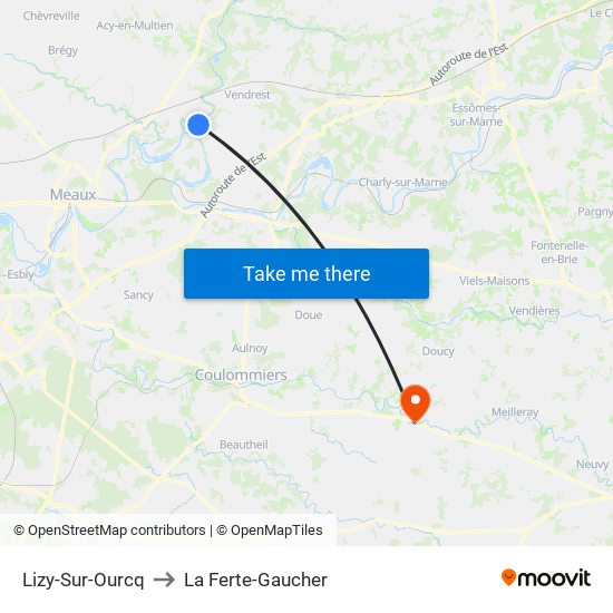 Lizy-Sur-Ourcq to La Ferte-Gaucher map
