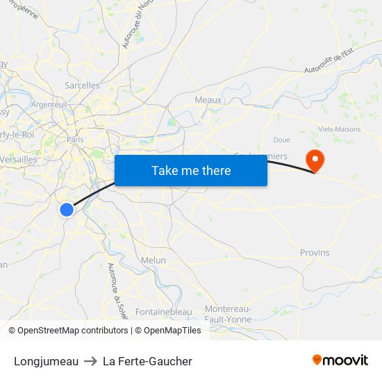 Longjumeau to La Ferte-Gaucher map