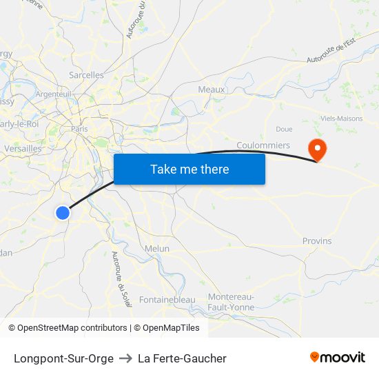 Longpont-Sur-Orge to La Ferte-Gaucher map