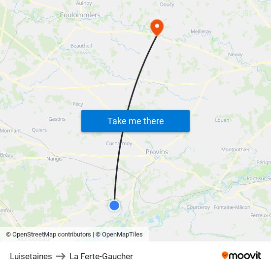 Luisetaines to La Ferte-Gaucher map