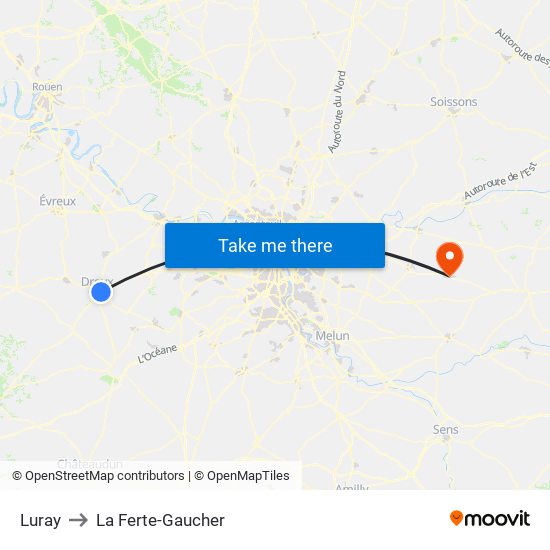 Luray to La Ferte-Gaucher map