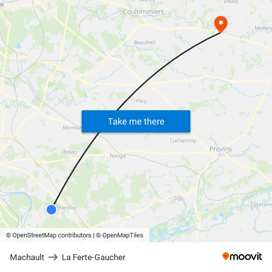Machault to La Ferte-Gaucher map
